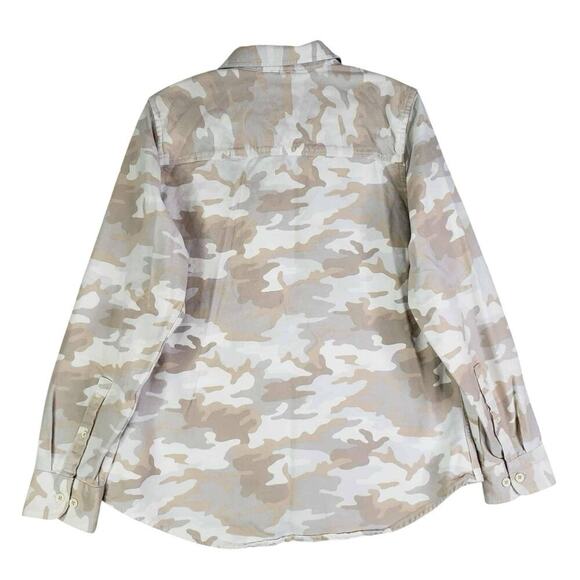 LL Bean Button Down Shirt LS Men’s Size Medium M Beige Camouflage Cotton - Picture 3 of 10